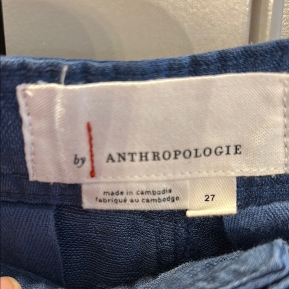 Anthropologie Pants Womens 27 Blue Linen Blend Crop Balloon Leg High Rise Ankle - Picture 3 of 5